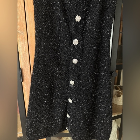 Zara Tweed Mini Dress Eyelash Metallic Knit Jewel Button Blogger favorite - Picture 4 of 14
